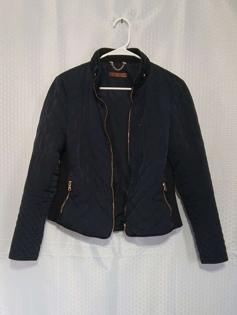 Zara Woman Quilted Black Women's Jacket with Gold Zippers
